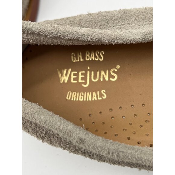 Mens Size 9 G.H. Bass Weejuns Light Gray Suede Loafers With Silver Bit Detail main image 4